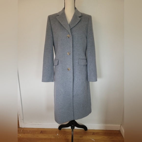 J. Crew Jackets & Blazers - J. Crew Long grey Wool/Cashmere lined button down collared pea coat, siz…